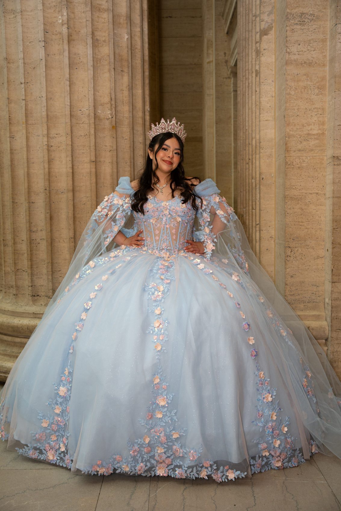 Quinceañera in blue gown