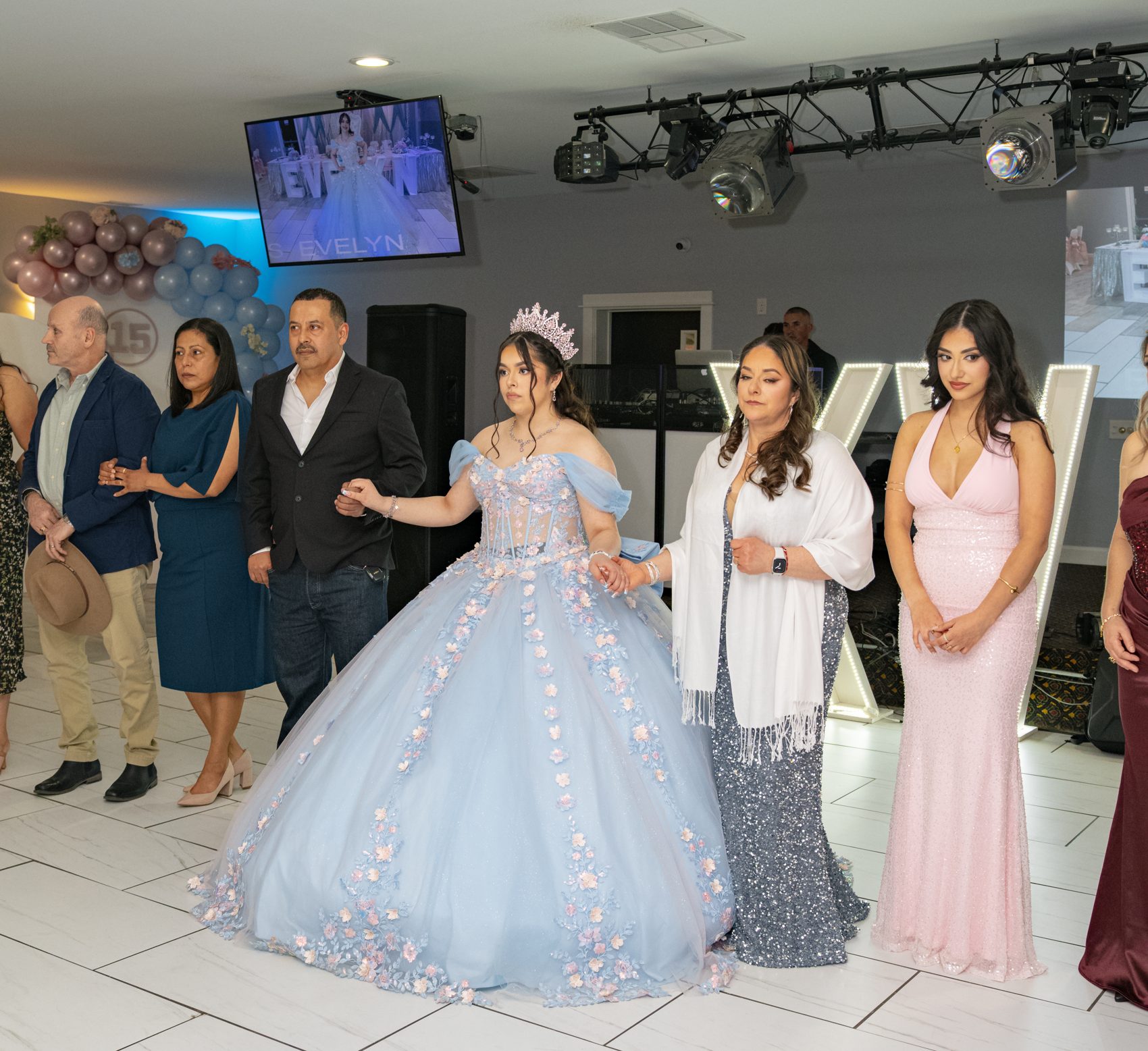 Quinceañera with family