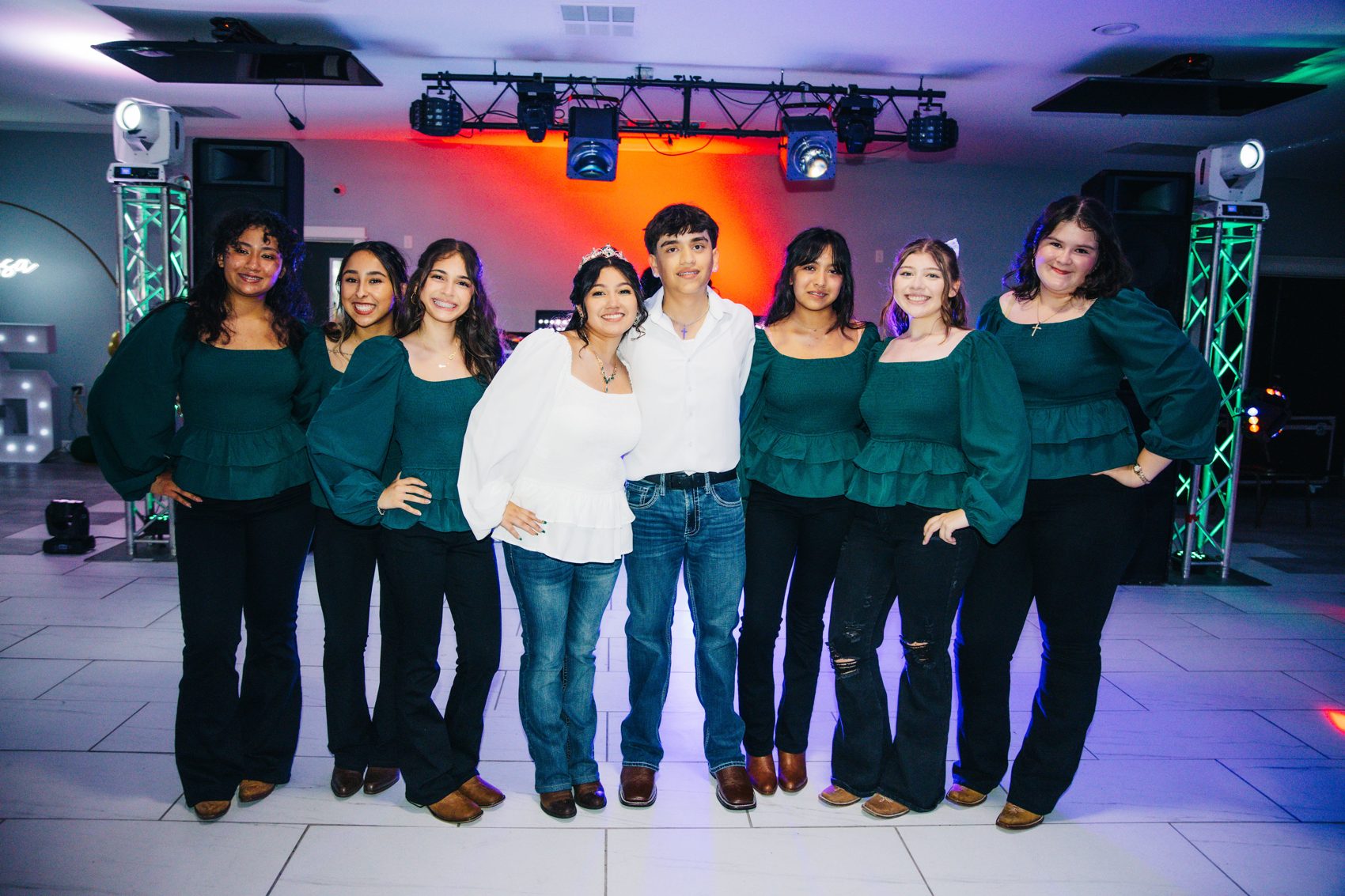 Quinceañera court on the dance floor