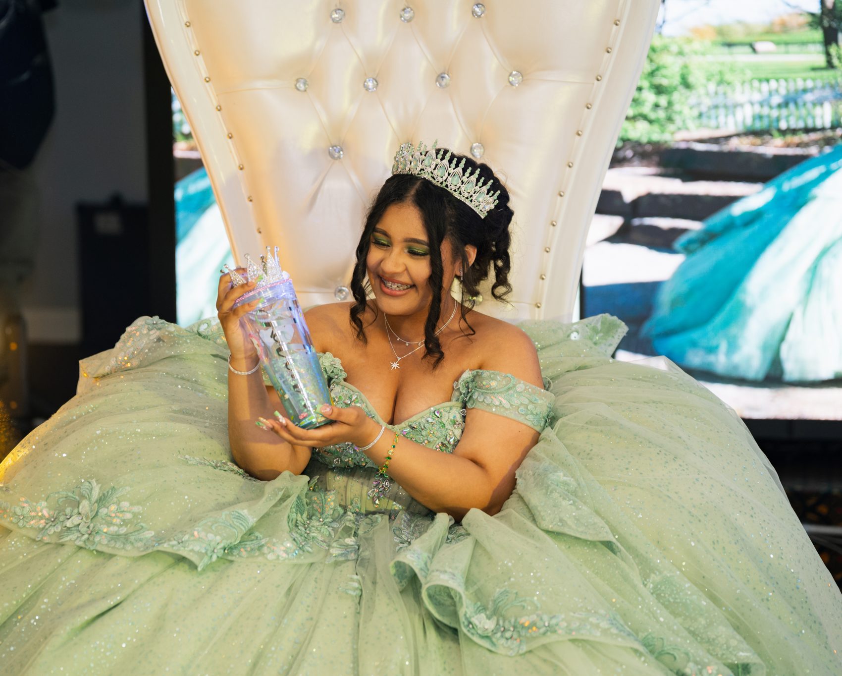 Mint quinceañera gown