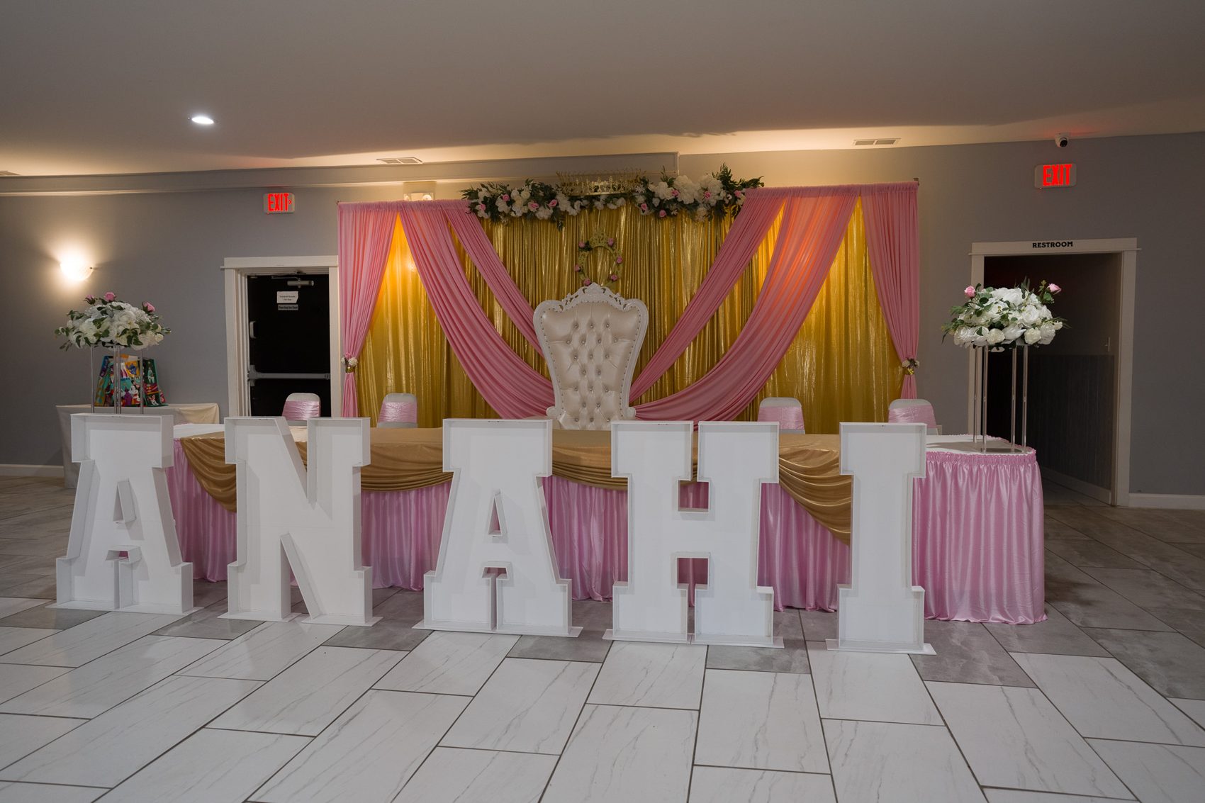Decorated banquet hall