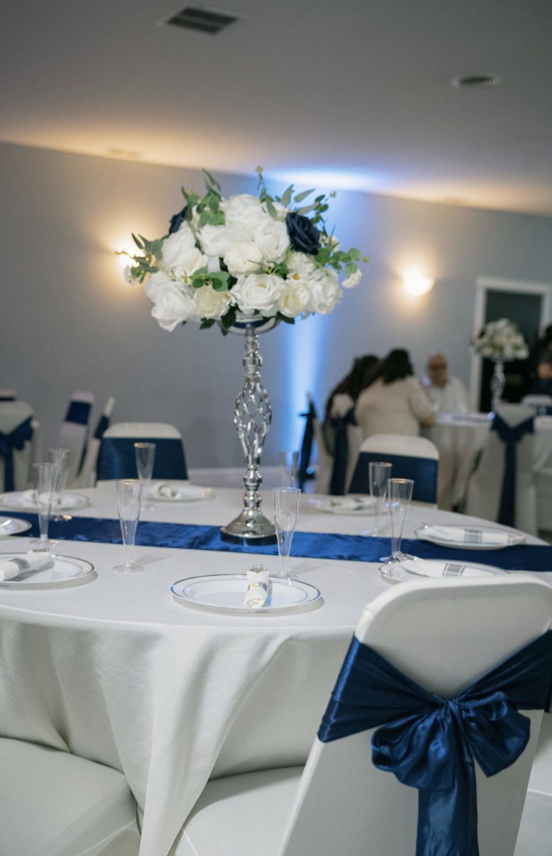 Blue themed table setting