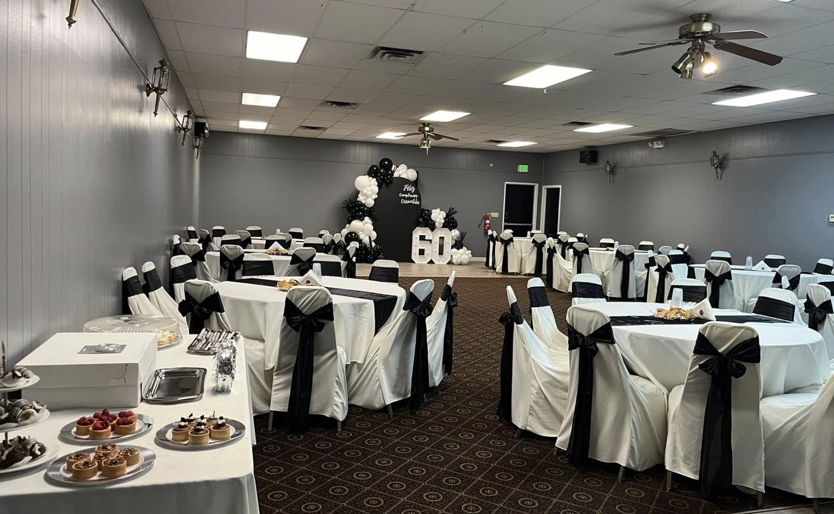 Black and white party setup