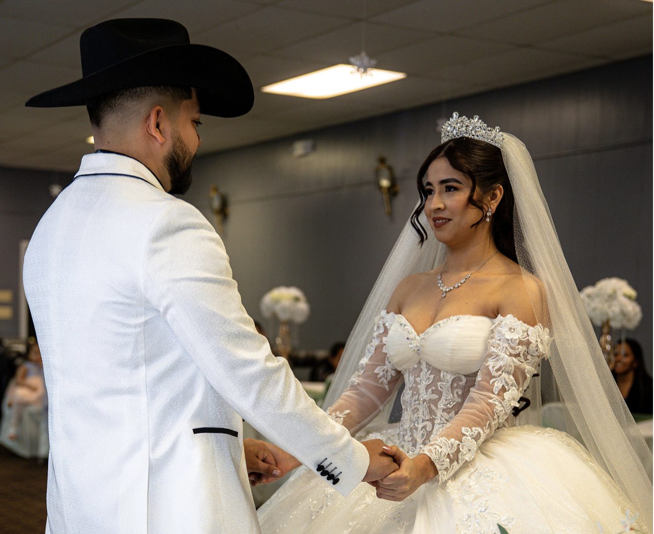 Groom in cowboy hat